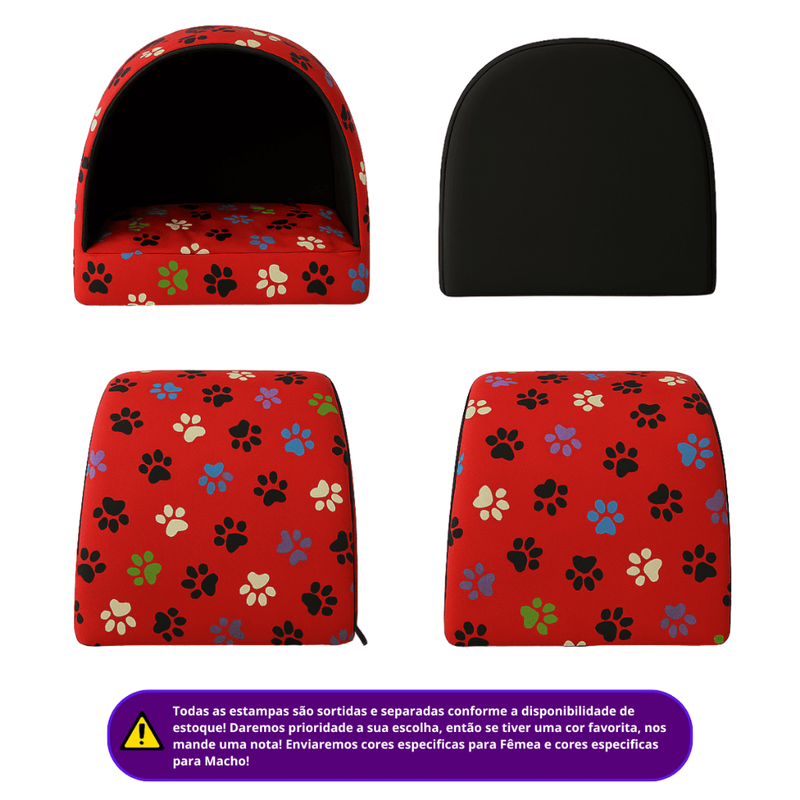 Cama para Cachorro Gato Casinha Toca Iglu para Cães e Gatos Estampas Variadas com Almofada