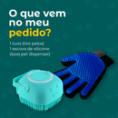 Kit Cuidados Pet Luva Tira Pelos Nano + Escova lava Pet Silicone Dispenser Cachorro Gato
